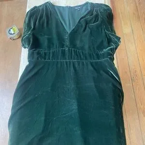 Madewell green velvet mini dress